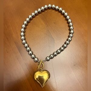 Mixed Metal Heart Necklace